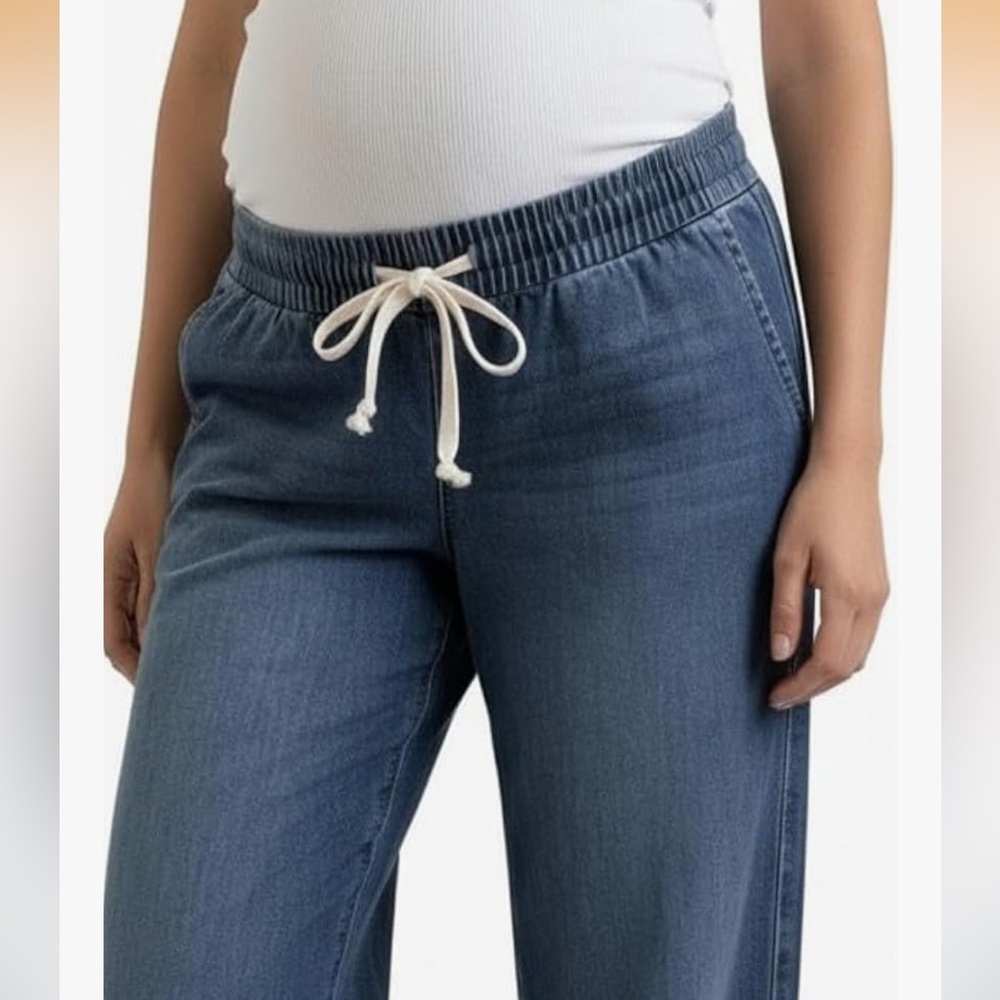 NWT Motherhood Maternity Wide-Leg Pull-On Jeans Under Belly Waist XL - Picture 2 of 10